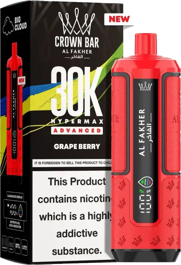 Puff rechargeable Al Fakher Crown Bar 30K Hyper Max Advanced, Grape Berry, vue principale