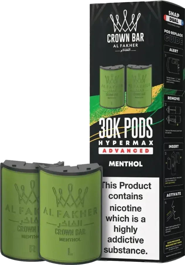 Cartouche de 2 ml Al Fakher Crown Bar 30K Hyper Max Advanced, Menthol
