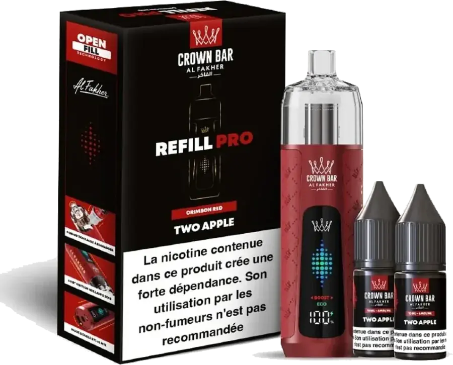 Kit rechargeable Al Fakher Crown Bar Refill Pro 30K Two Apple