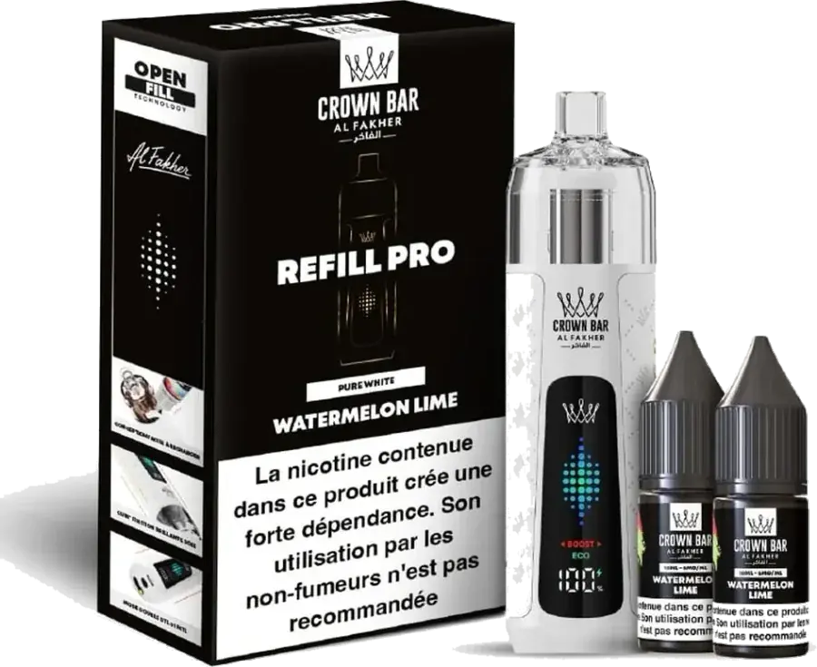 Kit rechargeable Al Fakher Crown Bar Refill Pro 30K Watermelon Lime