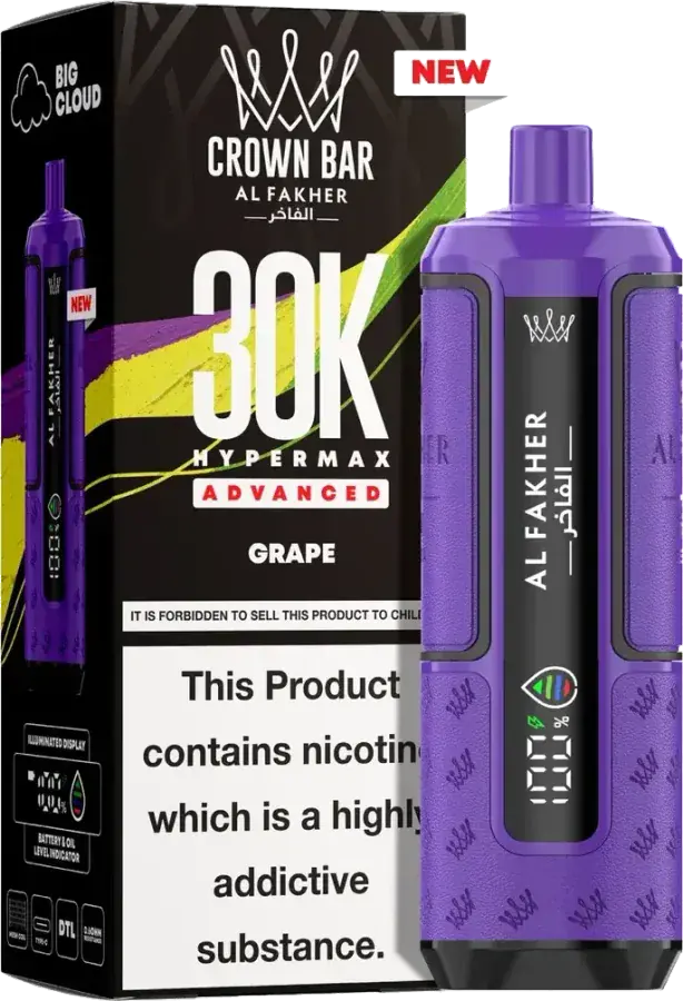 Puff rechargeable Al Fakher Crown Bar 30K Hyper Max Advanced, Grape