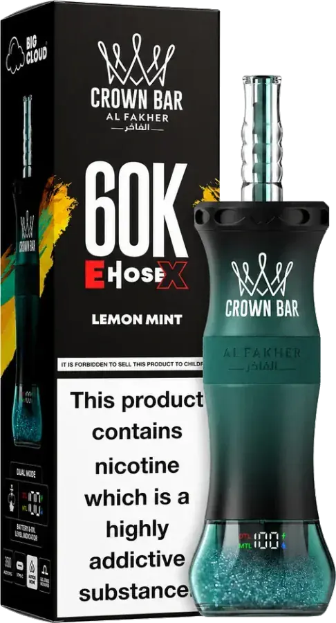 Puff rechargeable Al Fakher Crown Bar 60K E-Hose X, Lemon Mint