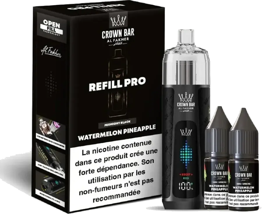 Kit rechargeable Al Fakher Crown Bar Refill Pro 30K Watermelon Pineapple