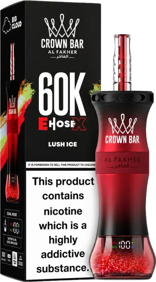 Puff rechargeable Al Fakher Crown Bar 60K E-Hose X, Lush Ice