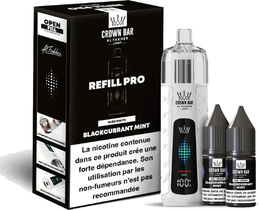 Kit rechargeable Al Fakher Crown Bar Refill Pro 30K Blackcurrant Mint