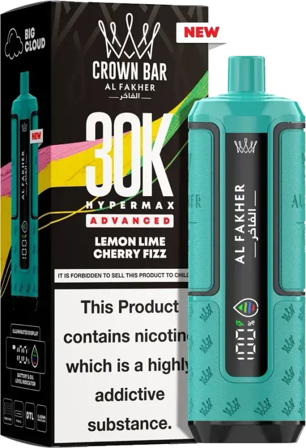 Puff rechargeable Al Fakher Crown Bar 30K Hyper Max Advanced, Lemon Lime Cherry Fizz