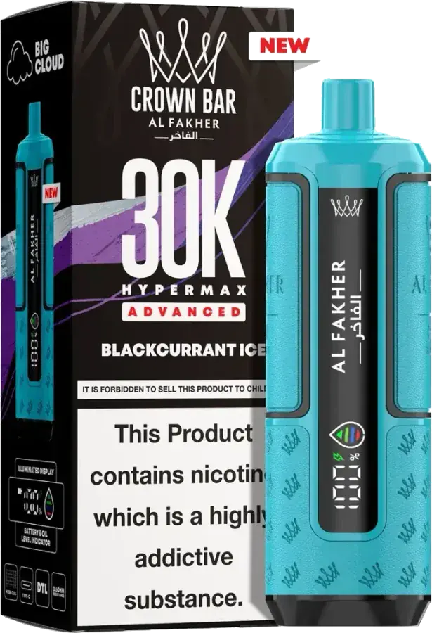 Puff rechargeable Al Fakher Crown Bar 30K Hyper Max Advanced, Blackcurrant Ice