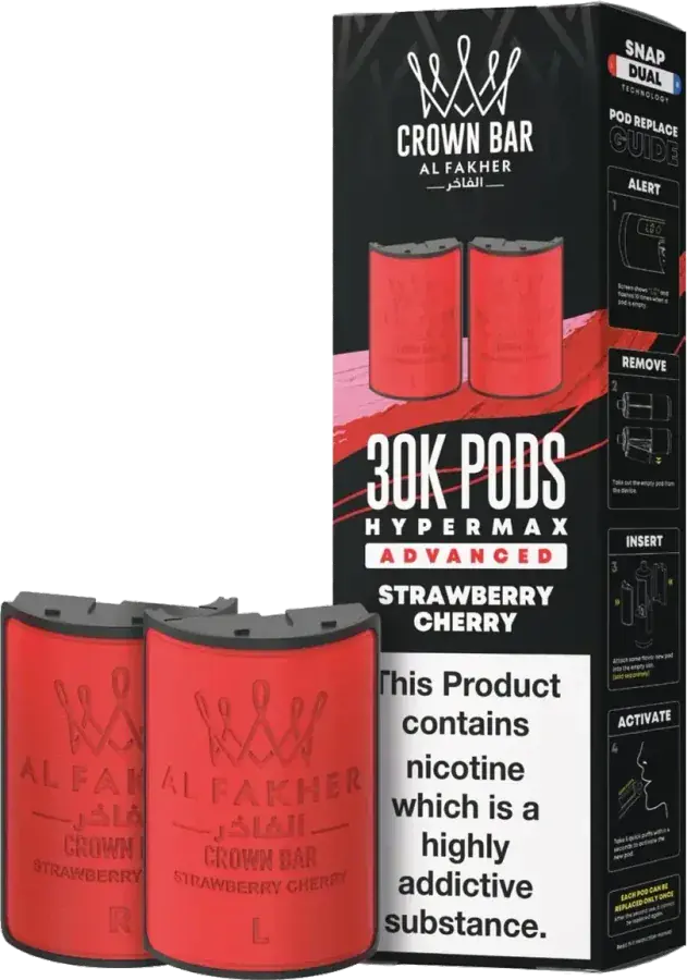 Cartouche de 2 ml Al Fakher Crown Bar 30K Hyper Max Advanced, Strawberry Cherry