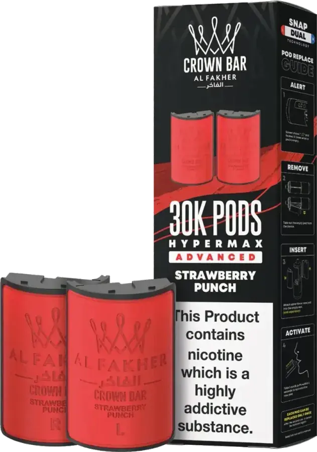 Cartouche de 2 ml Al Fakher Crown Bar 30K Hyper Max Advanced, Strawberry Punch, vue principale