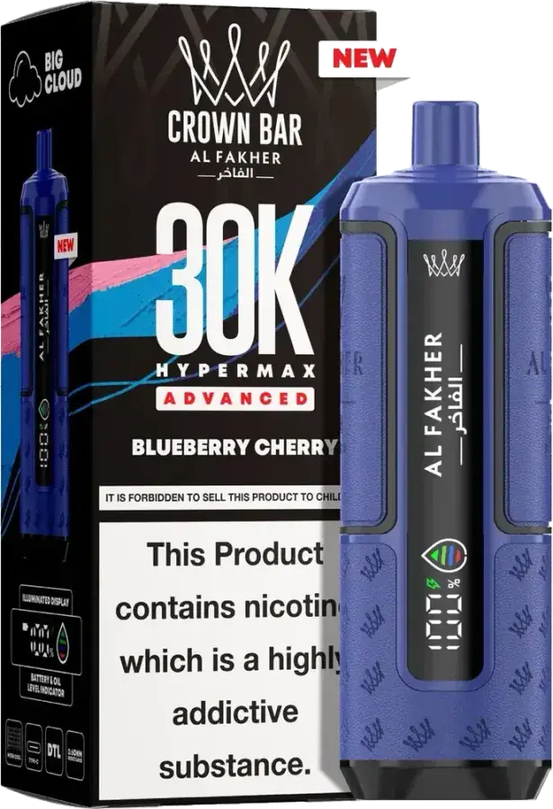 Puff rechargeable Al Fakher Crown Bar 30K Hyper Max Advanced, Blueberry Cherry