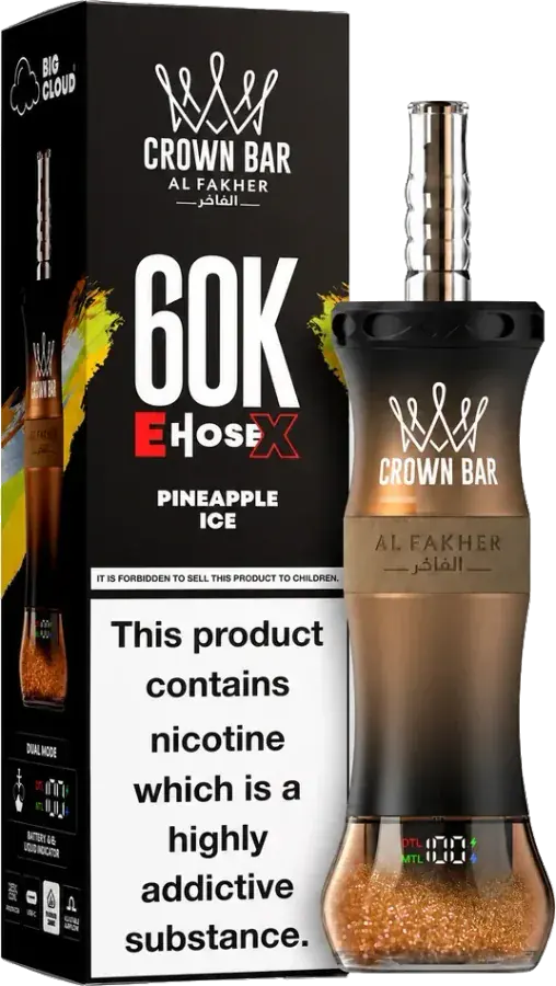 Puff rechargeable Al Fakher Crown Bar 60K E-Hose X, Pineapple Ice