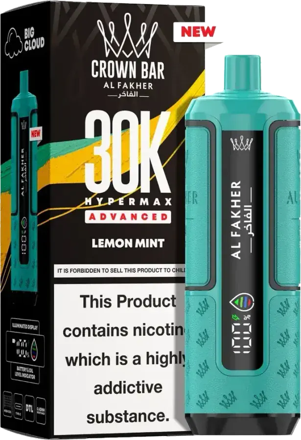 Puff rechargeable Al Fakher Crown Bar 30K Hyper Max Advanced, Lemon Mint, vue principale