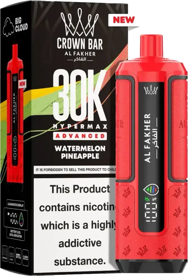 Puff rechargeable Al Fakher Crown Bar 30K Hyper Max Advanced, Watermelon Pineapple, vue principale