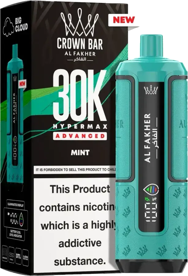 Puff rechargeable Al Fakher Crown Bar 30K Hyper Max Advanced, Mint