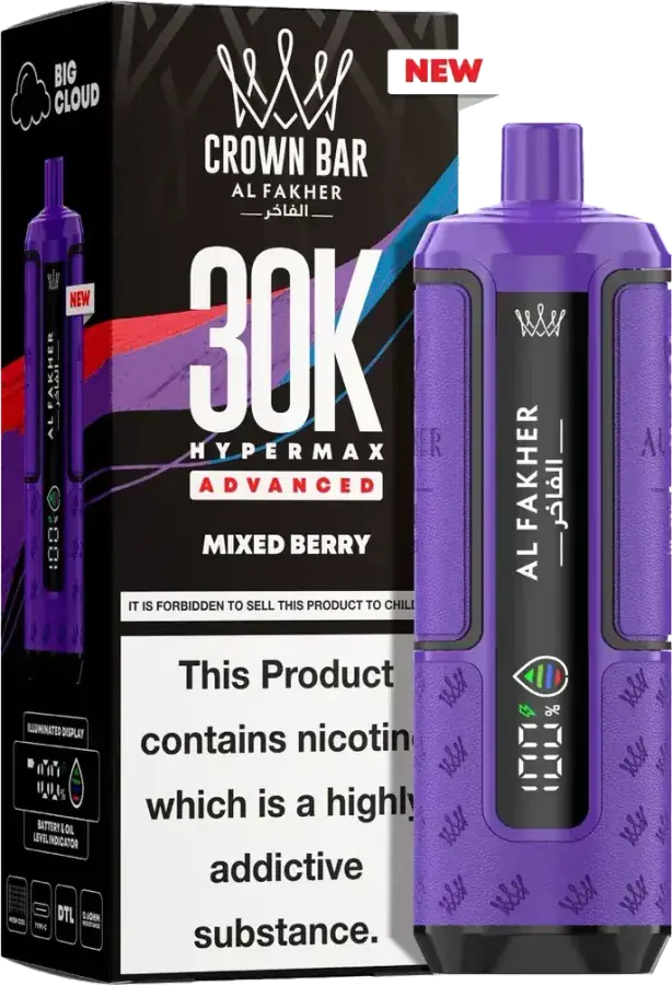 Puff rechargeable Al Fakher Crown Bar 30K Hyper Max Advanced, Mixed Berry